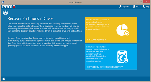 Recover Data from Formatted Hard Drive on Windows 8 - Select Formatted / Reformatted Recovery