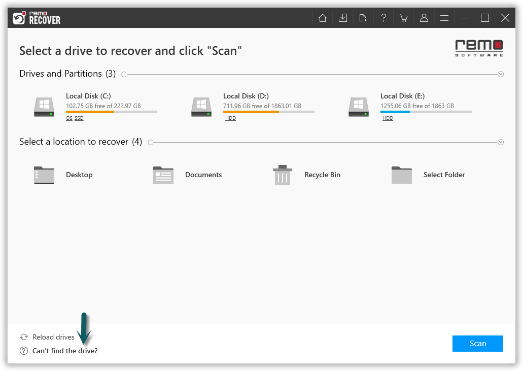 Recover Data from Memory Card without Formatting - Home Screen